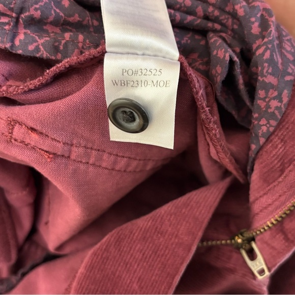 Faherty Stretch Corduroy Wide Leg Organic Cotton Velvet Maroon Women’s Size 29 - Picture 7 of 7